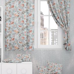 EasyGoods Anokhi Blue & Beige 2 Pieces Floral Black Out Window Curtains-image-45