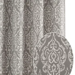 URBAN SPACE Grey & Off White Ethnic Motifs Black Out Window Curtain-9