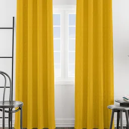 HOMEMONDE Yellow 2 Pieces Room Darkening Velvet Window Curtains-27