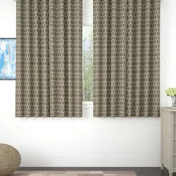 Story@home Set of 4 Brown Geometric Print Room Darkening Window Curtain-6