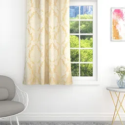 THE CONVERSION Gold-Toned Floral Printed Jacquard Room Darkening Window Curtain-27