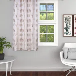 THE CONVERSION Gold Toned & White Floral Printed Room Darkening Window Curtain-image-40