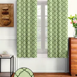 Cortina Green Set of 2 Geometric Window Curtain-image-11
