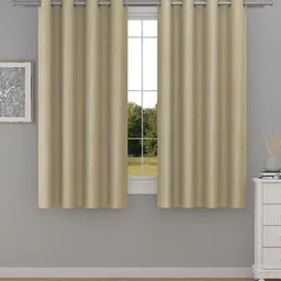 Raymond Home Beige & White 2 Pcs Striped Window Curtains-2
