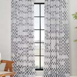 Fabindia Trushita Abir Grey & White Printed Cotton Window Curtain-15