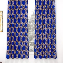 Story@home Nature Blue & Brown 2 Pieces Geometric Printed Window Curtains-image-43
