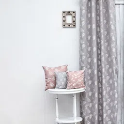 Ariana Grey & Silver-Toned Floral Room Darkening Long Door Curtain-image-73