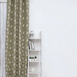 Ariana Olive Green & Silver-Toned Floral Room Darkening Long Door Curtain-image-53