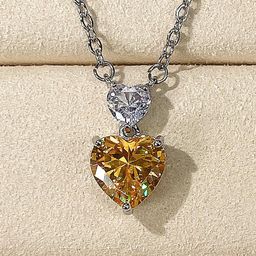 Designs & You Silver-Plated American Diamond-Studded Heart Pendant With Chain-image-75