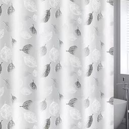 Kuber Industries White & Grey Printed Water-Proof Shower Curtain-image-28