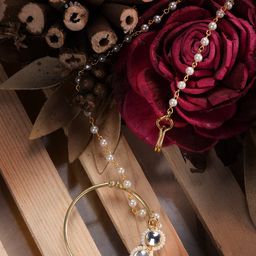 Saraf RS Jewellery Gold-Plated Kundan-Studded Clip-On Nosepin With Beaded Extension-image-49