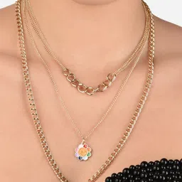 AMI Gold-Toned & Gold-Plated 3 Layered Contemporary Enamel Chain image 2