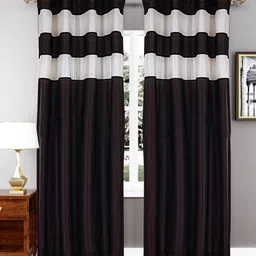 Kuber Industries Brown & White 2Pcs Self Design Sheer Window Curtain image 5