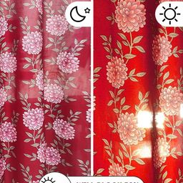 kopa BIANCA Santoro Red & Pink Set of 2 Floral Window Curtain image 2