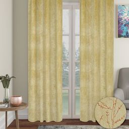 Cortina Yellow & Orange 2 Pieces Floral Black Out Long Door Curtains-image-37