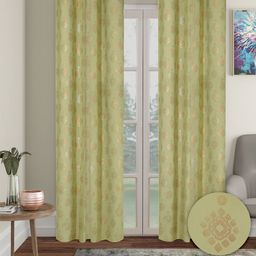 Cortina Yellow 2 Pieces Ethnic Motifs Black Out Long Door Curtains-9