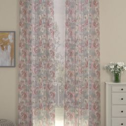 Myntra Elegant Homes Pink & Beige Set of 2 Floral Sheer Door Curtain-52