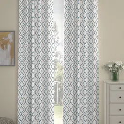 Myntra Elegant Homes Grey & White Set of 2 Long Door Curtain-39