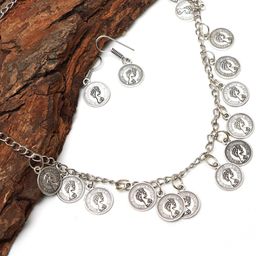 Ozanoo Brass Silver-Plated Oxidised Necklace & Earrings Set-6