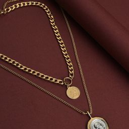 SOHI Gold-Toned Brass Gold-Plated Necklace-image-61