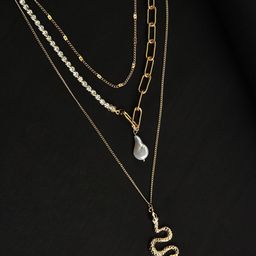 SOHI Set Of 3 Gold-Toned Brass Gold-Plated Necklace-image-25