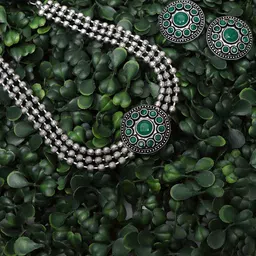 Ozanoo Brass Silver-Plated Choker Necklace  & Earrings Set-picture-19