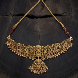 Kushal's Fashion Jewellery Gold-Plated 92.5 Pure Silver Temple Necklace-33