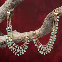 ZENEME Gold-Plated Contemporary Ear Cuff Earrings-11