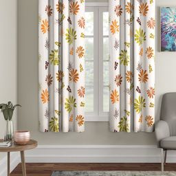 Cortina Beige & Orange Set of 2 Digital Printed Window Curtains-26