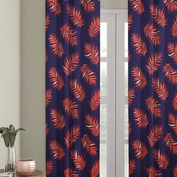 Cortina Navy Blue & Orange Single Printed Door Curtain-image-42