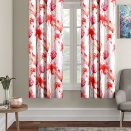 Home Sizzler Red & White Set of 2 Window Curtains-27