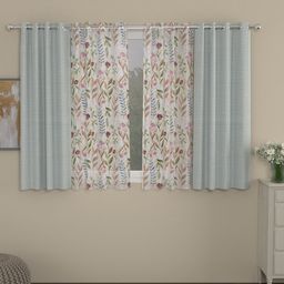 ROSARA HOME Grey & Multicoloured Set of 4 Window Curtains-6