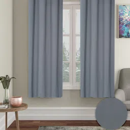 Cortina Grey 2 Pieces Black Out Window Curtains-39