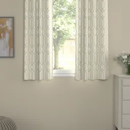 ROSARA HOME Off White 2 Pieces Geometric Printed Window Curtains-image-25