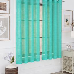 Story@home Green 2 Pieces Sheer Window Curtains-24