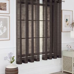Story@home Brown 2-Pieces Sheer Window Curtains-50