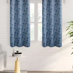 Home Centre Blue & Off White 2 Pieces Floral Eyelet Window Curtain-17