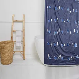 Kuber Industries Blue Printed Shower Curtain-99