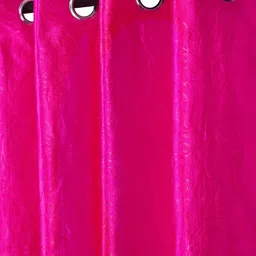 Cortina Set of 2 Pink Embossed Leaf Print Polyester Window Curtains image 2