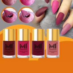 MI FASHION Set of 4 Velvet Matte Long Lasting Vegan Nail Polish - 9.9 ml each-image-38