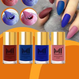MI FASHION Set Of 4 Velvet Matte Nail Polish - 9.9 ml Each-11