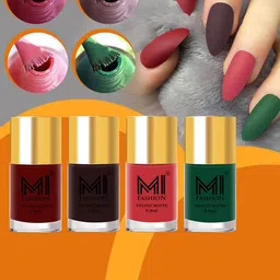 MI FASHION Set of 4 Velvet Matte Nail Polish 9.9 ml Each - Shade 08, 09, 10, 21-image-95