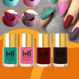 MI FASHION Set of 4 Velvet Matte Long Lasting Nail Polish - 9.9 ml Each-40