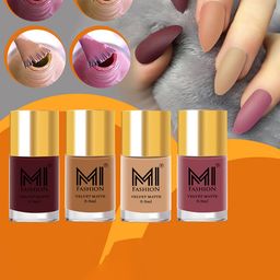 MI FASHION Set of 4 Velvet Matte Long Lasting Nail Polish - 9.9 ml Each-19