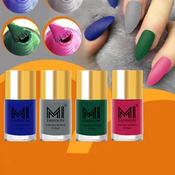 MI FASHION Set of 4 Velvet Matte Long Lasting Nail Polish - 9.9 ml Each-47