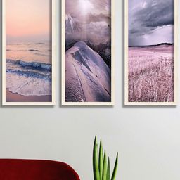 SAF Pink & White 3 Pieces Modern Art UV Textured Premium Framed Wall Art-13