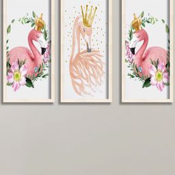 SAF 3-Pcs White & Pink Flamingo UV Textured Premium Framed Wall Painting-image-15