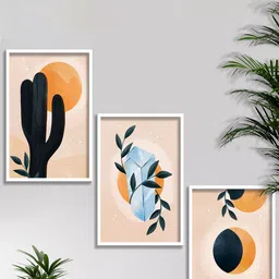 SAF 3-Pcs Beige & Black Modern Art Framed Painting Wall Art-12