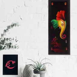 eCraftIndia Brown & Red Lord Ganesha Satin Matt Texture UV Wall Art-16