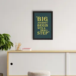 eCraftIndia Green & Yellow Journey Begins Printed Matt Texture UV Wall Art-image-94